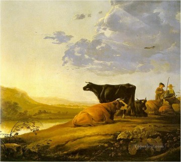 Cattle Cow Bull Painting - cows classical landscape